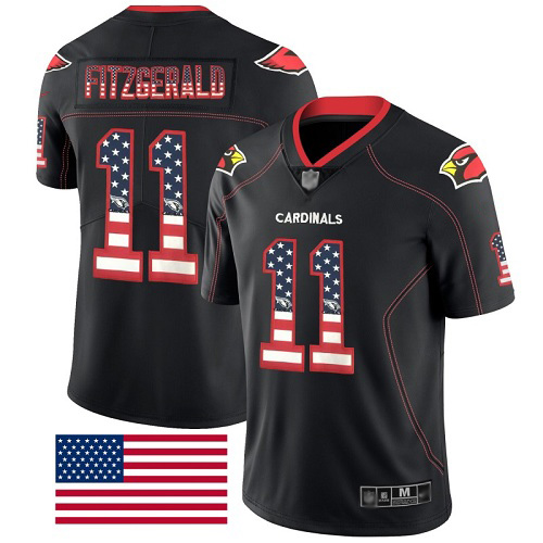 Arizona Cardinals Limited Black Men Larry Fitzgerald Jersey NFL Football #11 Rush USA Flag